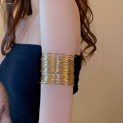 夸张手镯女高级感轻奢小众精致金色手环手臂环夏季年轻款开口镯子