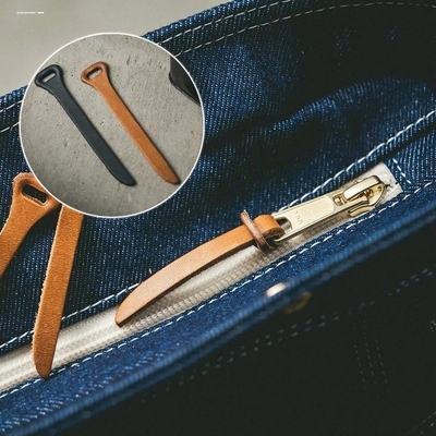 头层真皮牛拉链头尾绳皮箱包背包服装衣服笔袋拉链皮拉片装饰配件