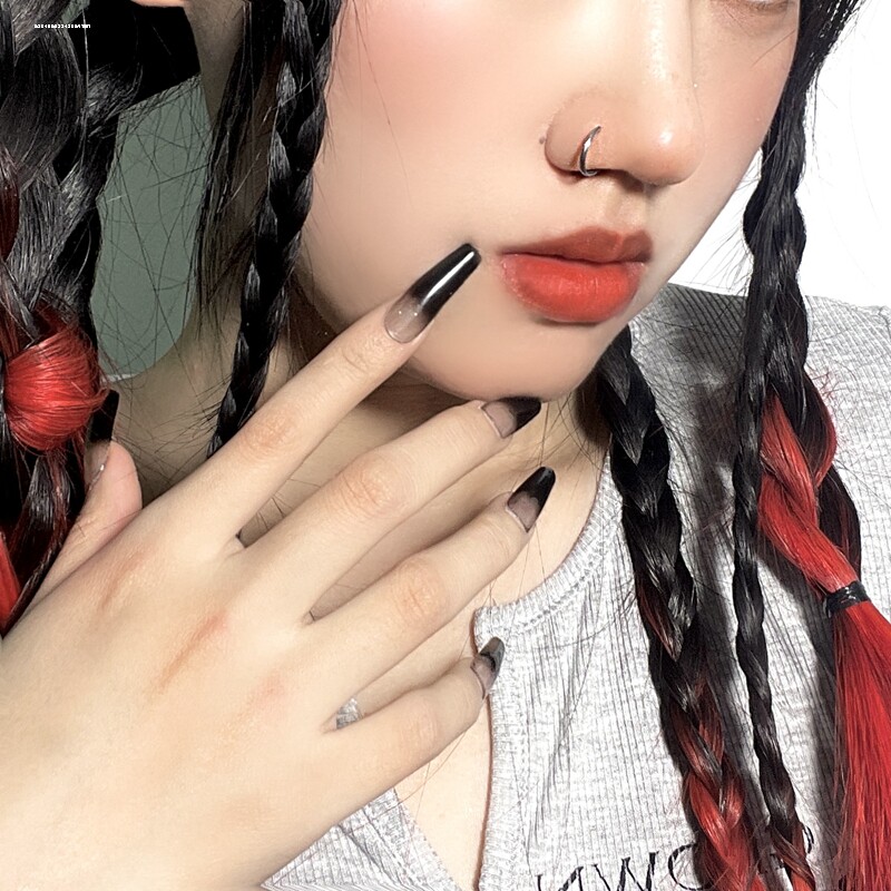 唇钉假无洞唇钉欧美恶魔时尚酒饰品蹦迪唇环男女不打孔双圈唇夹