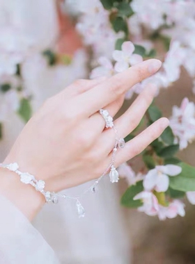 镀银手镯女银手环简约开口镯子银饰母亲节礼物