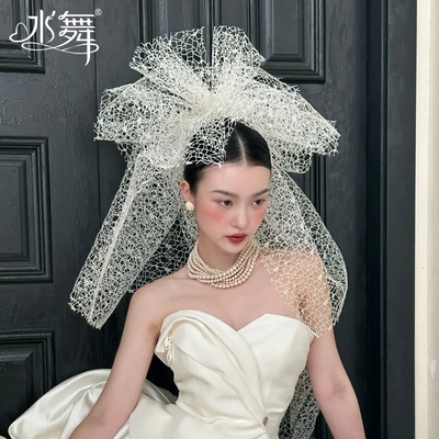 水舞B2861 韩式蓬蓬抓纱网纱新娘头饰氛围感公主网红婚礼头饰配饰