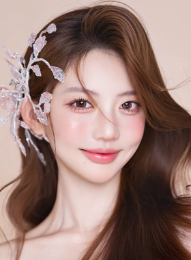 水舞B3065 超仙粉色滴胶新娘头饰甜美侧边边夹发饰婚纱礼服配饰