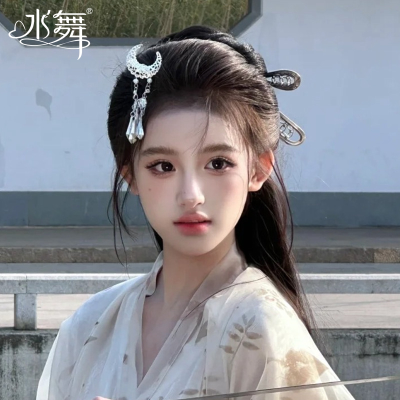 水舞U2011 古风发簪战国袍头饰配饰汉服复古发饰流苏仿苗银簪子