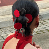 水舞H2288 民族风耳环可做头饰复古新中式 流苏晨袍礼服发饰配饰