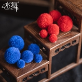 古装 水舞C0363 红色蓝色绒球边夹套装 新娘头饰发夹配饰