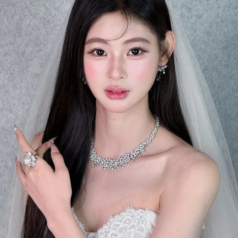 水舞D1199 重工璀璨星云微镶人工锆石新娘项链高级感结婚颈链配饰