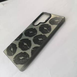 适用三星Galaxy S22Ultra 5G 嘴唇镂空保护套散彩绘彩黑壳防摔硅胶手机壳