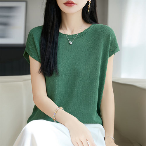 莱赛尔天丝针织宽松短袖T恤打底