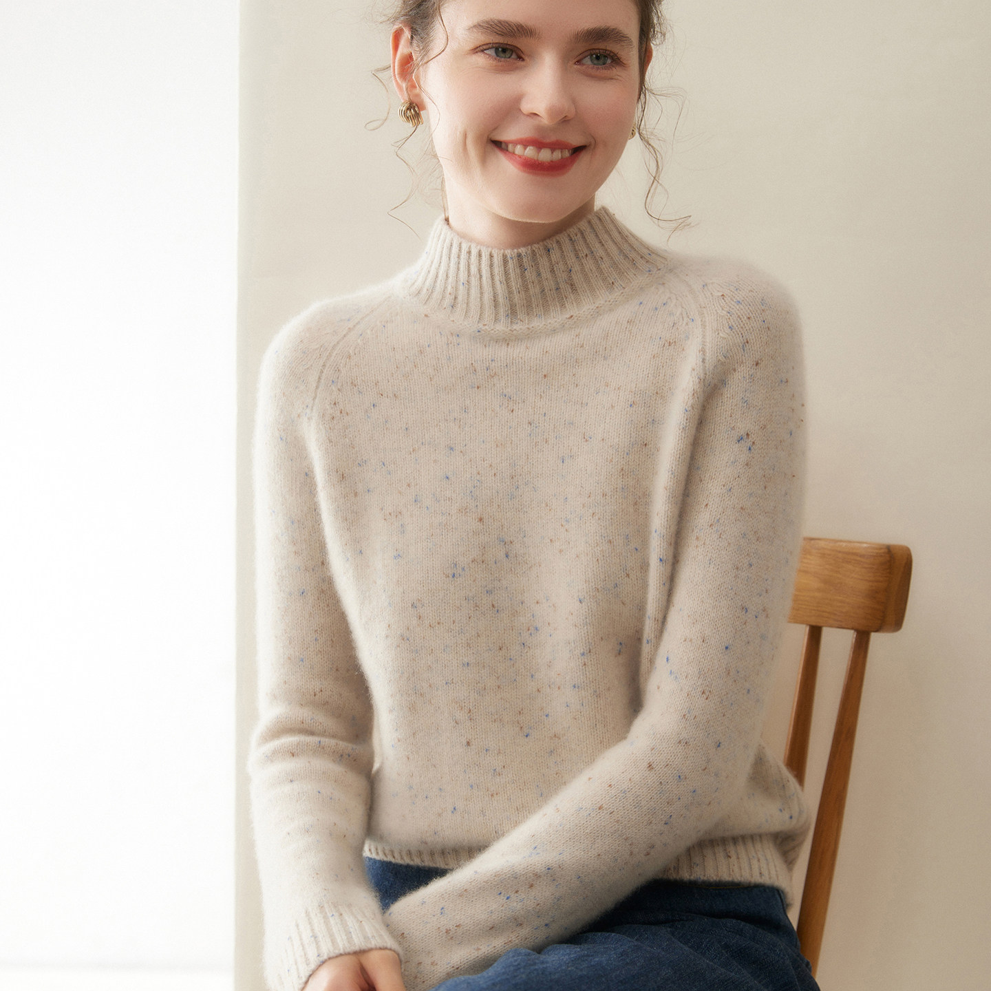 重磅三股加厚半高领山羊绒衫女插肩长袖针织毛衣宽松内搭羊毛打底,女装/女士精品,羊绒衫,淘宝优惠券,粉丝福利购,淘宝优惠卷