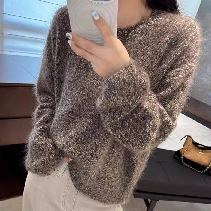 慵懒风圆领套头100%纯羊毛衫针织毛衣女圆领花纱加厚羊绒打底上衣,女装/女士精品,羊绒衫,淘宝优惠券,粉丝福利购,淘宝优惠卷