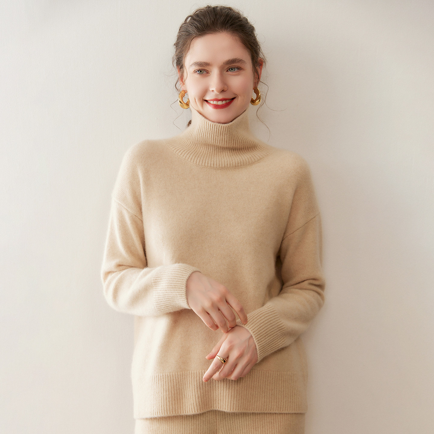 慵懒风高领山羊绒衫女加厚宽松套头长袖针织衫毛衣百搭羊毛衫打底,女装/女士精品,羊绒衫,淘宝优惠券,粉丝福利购,淘宝优惠卷