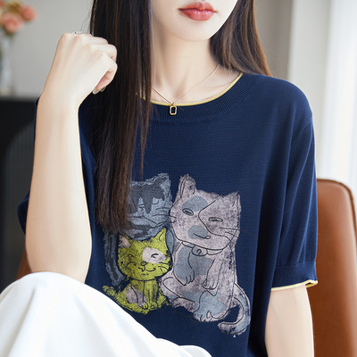 100%莱赛尔天丝针织短袖T恤