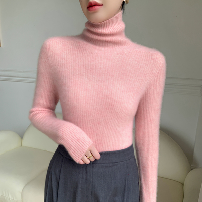 baby小山羊绒衫无缝堆堆高领毛衣