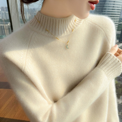 高级感轻奢山羊绒衫女半高领毛衣