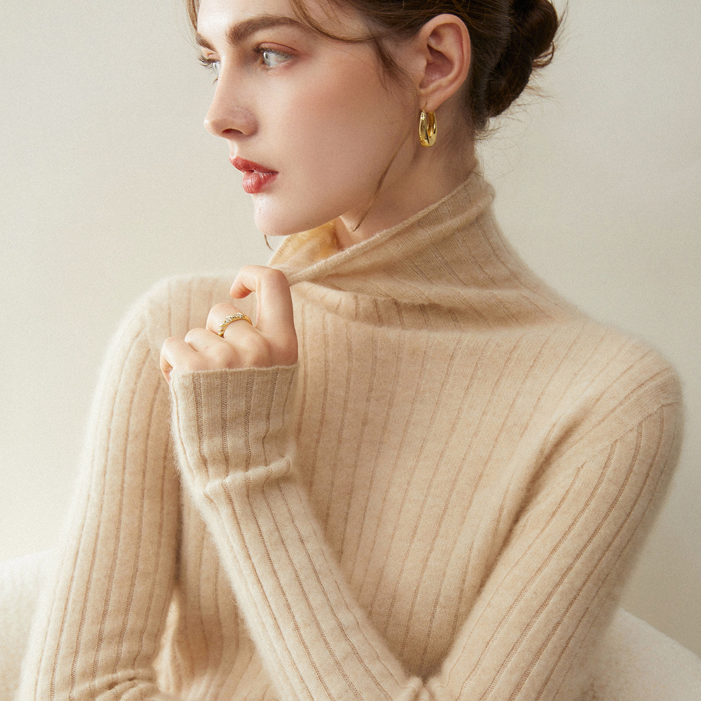 100%纯羊绒衫女一线成衣堆堆高领坑条针织打底衫修身显瘦羊绒打底,女装/女士精品,羊绒衫,淘宝优惠券,粉丝福利购,淘宝优惠卷