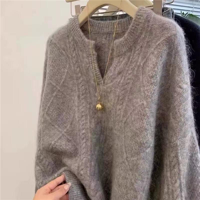 高级感半开V领山羊绒衫加厚毛衣