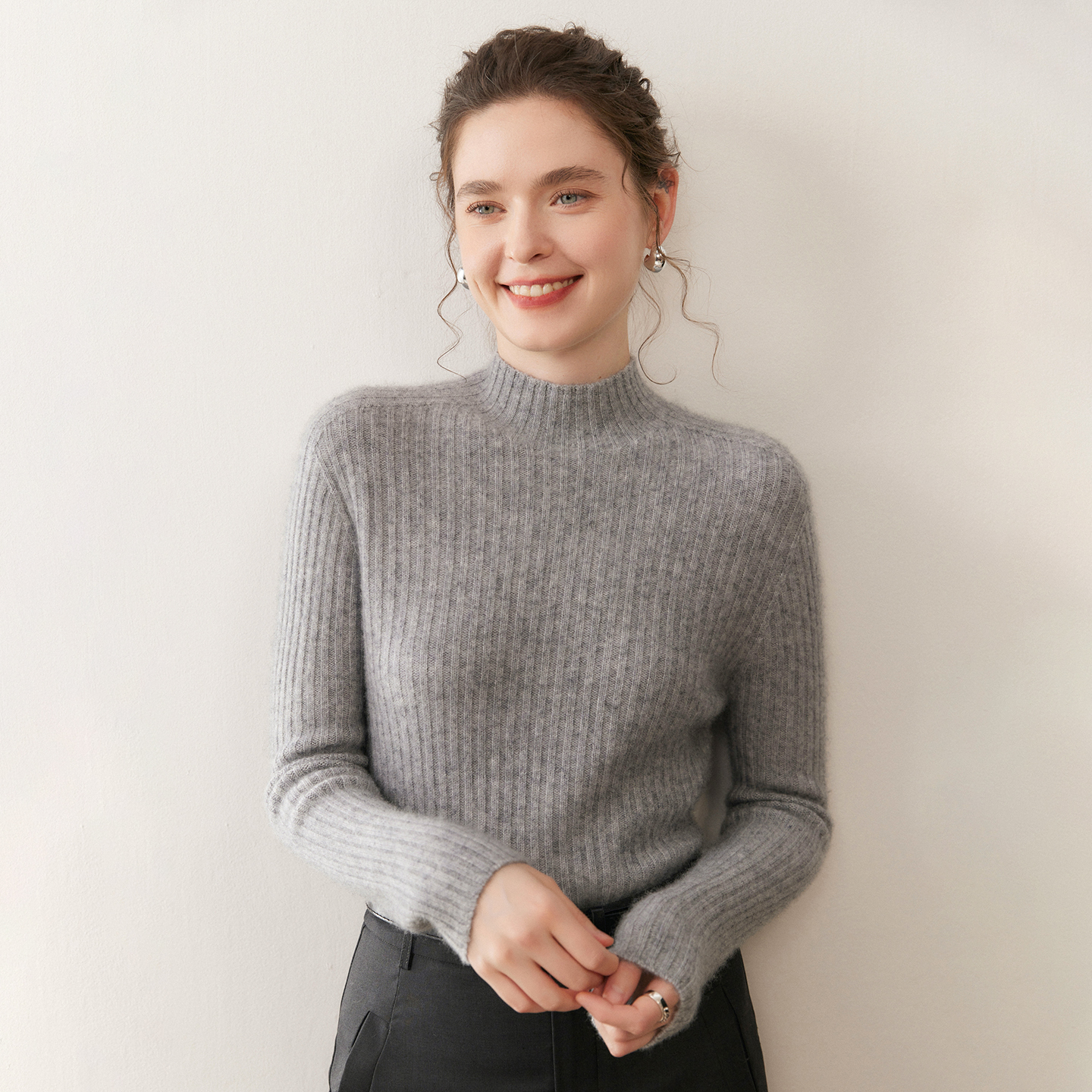 半高领山羊绒衫一线成衣无缝毛衣