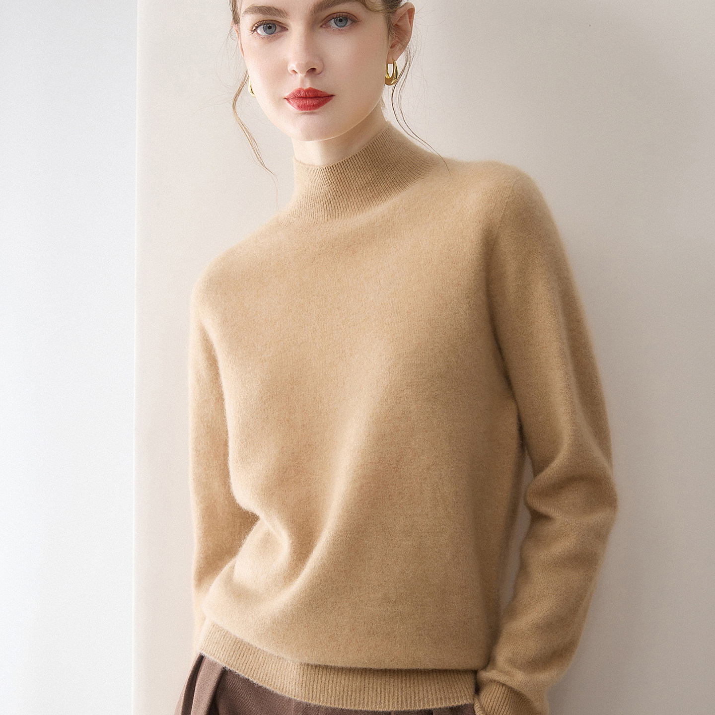 100%纯山羊绒衫女半高领一线成衣无缝针织毛衣修身显瘦长袖打底衫,女装/女士精品,羊绒衫,淘宝优惠券,粉丝福利购,淘宝优惠卷