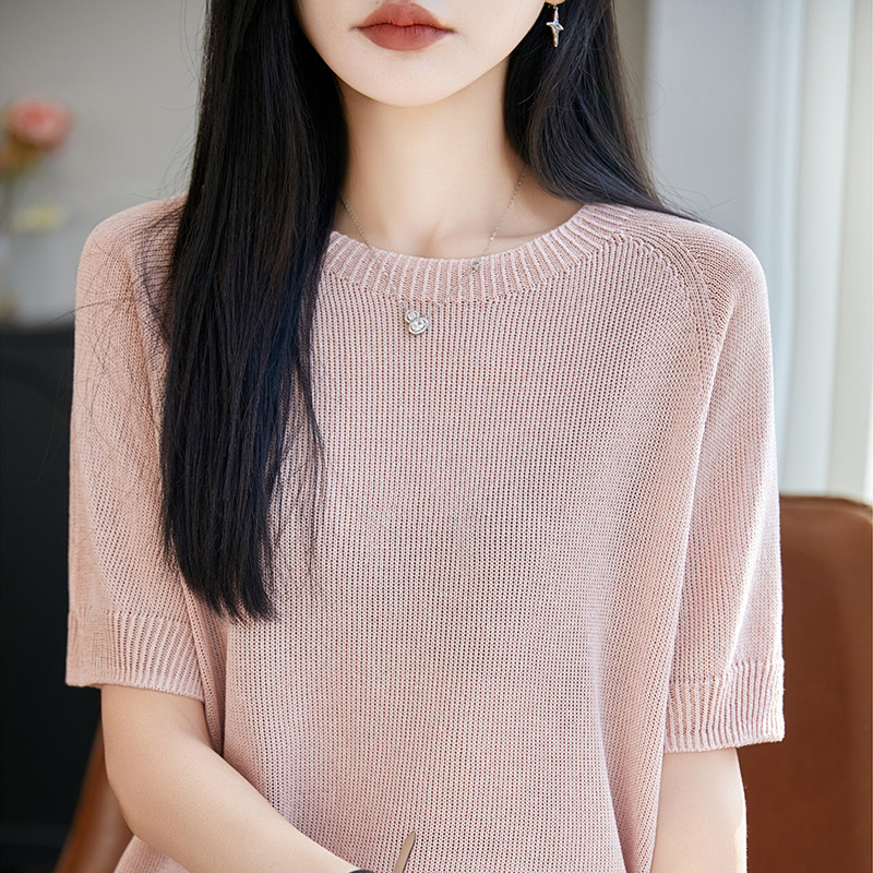 100%天丝针织无缝短袖女T恤打底