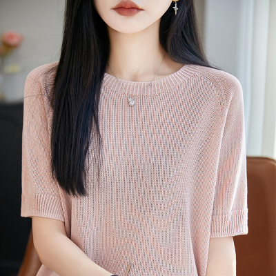 100%天丝针织无缝短袖女T恤打底