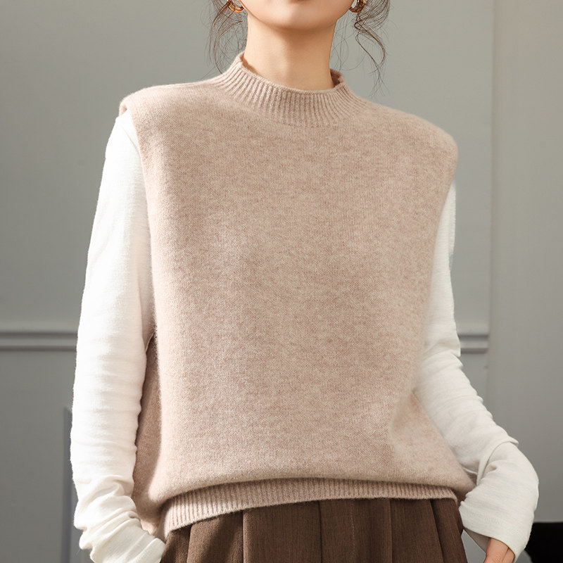 2026新款100%纯羊毛衫马甲女半高领加厚无袖毛衣背心宽松羊绒坎肩,女装/女士精品,羊绒衫,淘宝优惠券,粉丝福利购,淘宝优惠卷