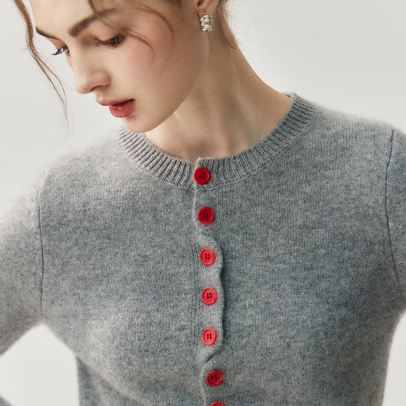 温柔风baby山羊绒针织开衫女外套