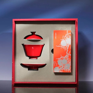 不言美器一奉杯一茶大红袍朱砂红二才盖碗大红袍组合容量150ml