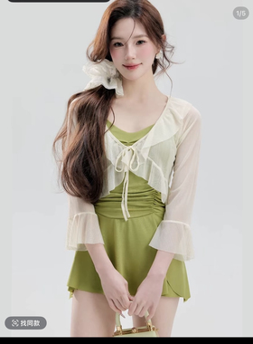 2025新款连体泳衣女两件套高级感连体显瘦学生女士泡温泉裙式泳装