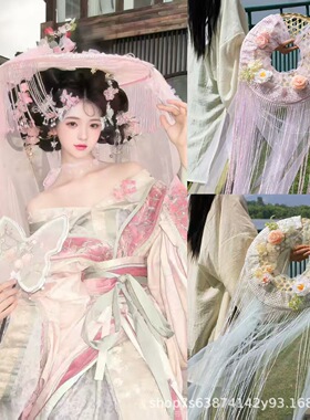 汉服帷帽暮篱杨柳意纱幔帽子防晒遮脸幕帘拍照道具古风斗笠面纱