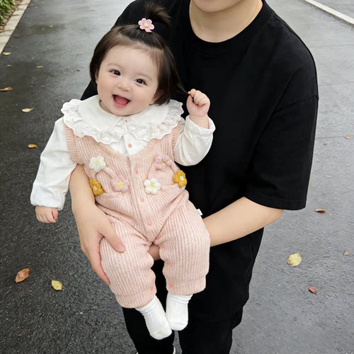 婴儿春装衣服春季女宝宝连体衣外出服新生儿春秋公主假两件爬爬服