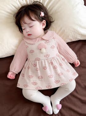 婴儿连衣裙秋装打底衫公主裙连体衣洋气春秋季女宝宝外出服