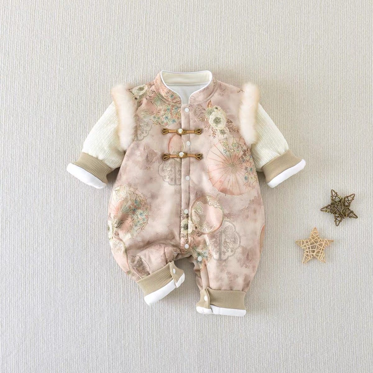 秋冬季新款中国风兔毛克夹棉女宝宝外出服洋气国风哈衣连体,童装/婴儿装/亲子装,连身衣/爬服/哈衣,淘宝优惠券,粉丝福利购,淘宝优惠卷