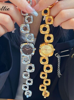 诗高迪scottie镂空手链女士手表女个性不规则表带潮流洞洞表直播