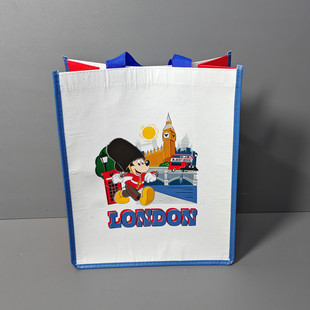 外贸原单大容量卡通防水丽新布购物袋超市手提袋衣物收纳袋