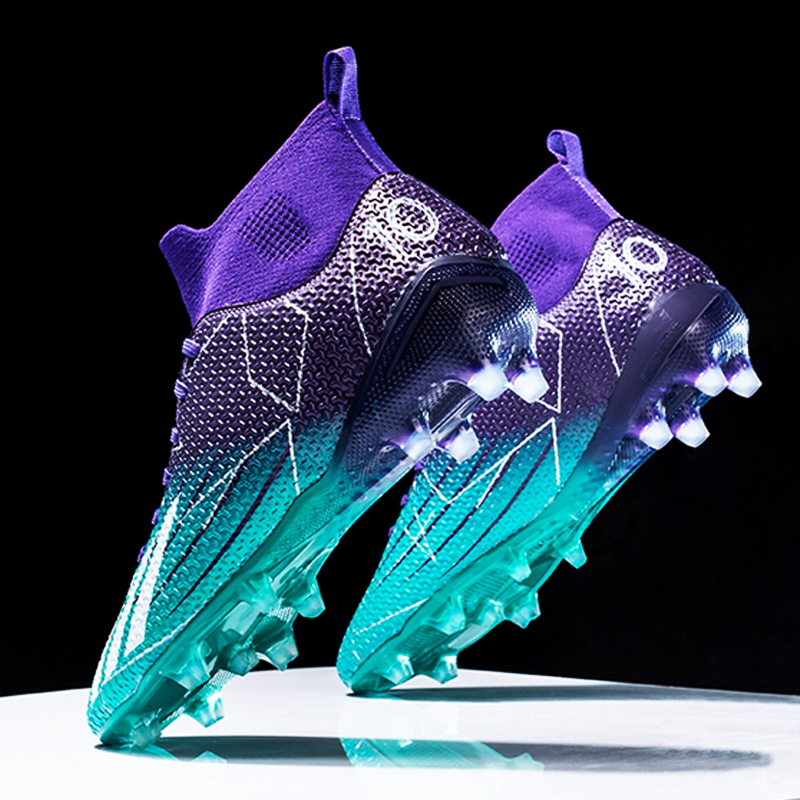 梅西新款儿童青少年成人高帮足球鞋防进沙子大钉碎钉专业比赛训练