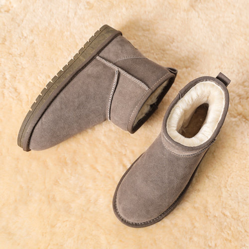 真皮大码厚底情侣靴子加绒棉鞋