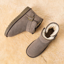 真皮雪地靴女短筒防水冬季保暖男女加绒加厚皮毛一体棉鞋情侣靴子