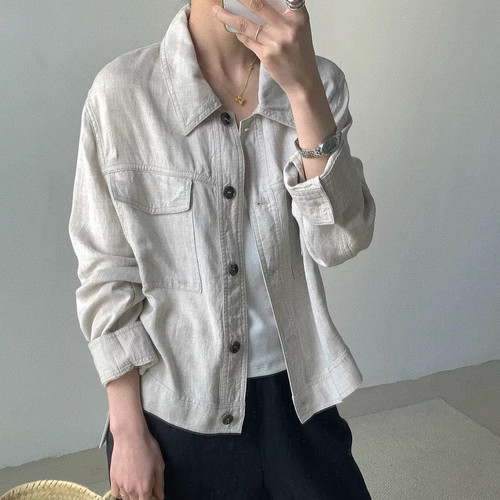 【静奢时光】松弛老钱风莱赛尔亚麻休闲短款外套