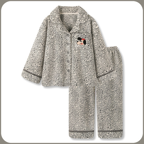 法兰绒睡衣冬季新款可爱条纹