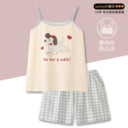 纯棉睡衣夏季新款简约可爱背心