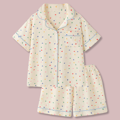 女泡泡棉纱短袖短裤睡衣女夏季