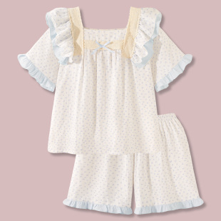 短裤 夏纯棉超柔软甜美短袖 可外穿家居服套 棉纱〗睡衣女款 〖很软