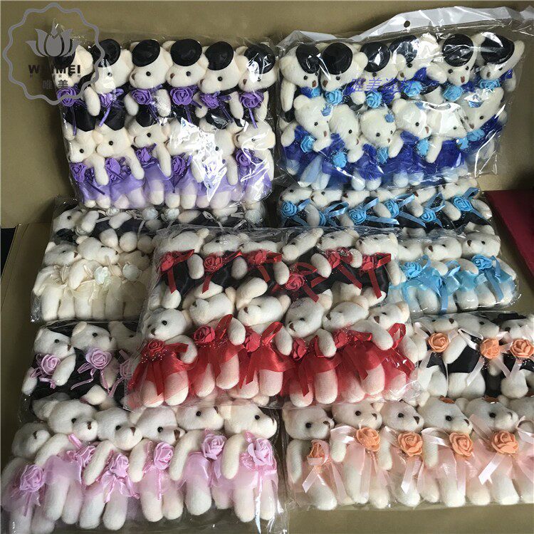 毛绒公仔泰迪熊花束小熊钻石熊情人节鲜花卡通公仔花店用品12个装