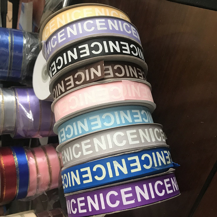 1公分螺纹缎英文丝带鲜花包装细丝带缎带礼盒包装带包花材料50码