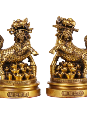 妙如意铜麒麟献瑞摆件