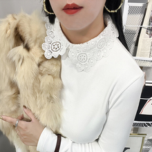 白色打底衫蕾丝双面德绒磨毛娃娃领衬衫加绒上衣女轻奢高级感减龄