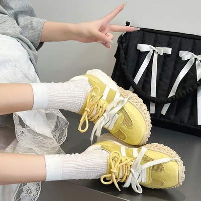 2025新款夏季厚底增高德训鞋网面