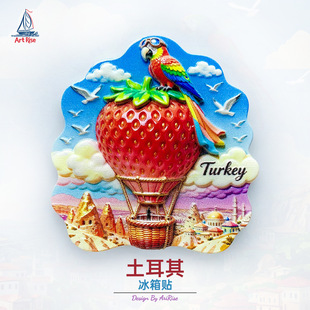土耳其草莓热气球鹦鹉冰箱贴立体磁性贴旅行伴手礼礼物家居装饰贴