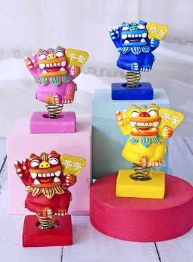 狮三百摇头狮子摆件趣味原创国风