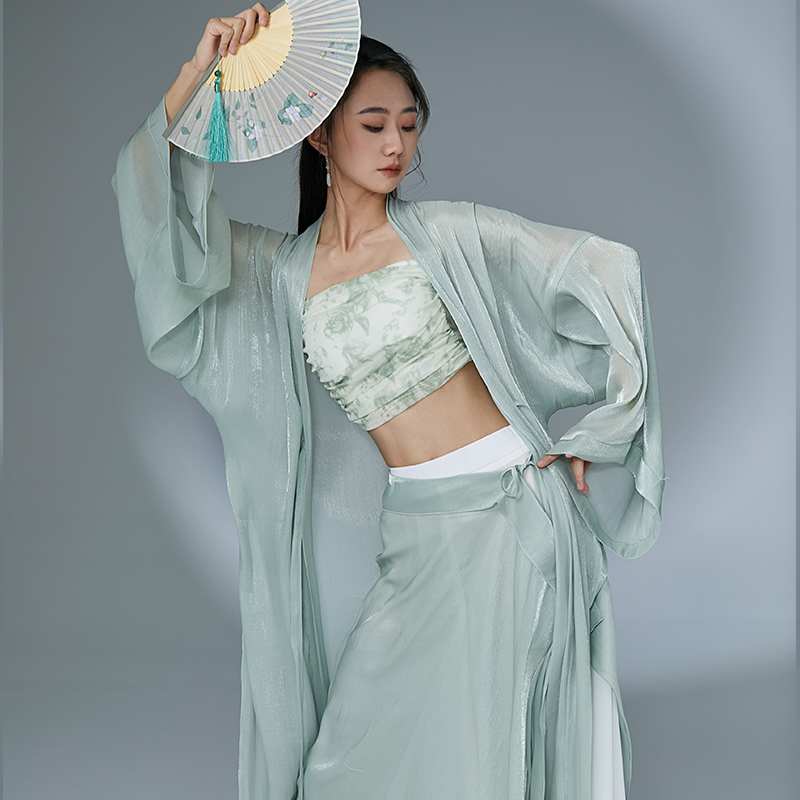 华丽独秀古风爵士套装古典舞练功服飘逸显瘦纱衣仙气舞蹈服练功服